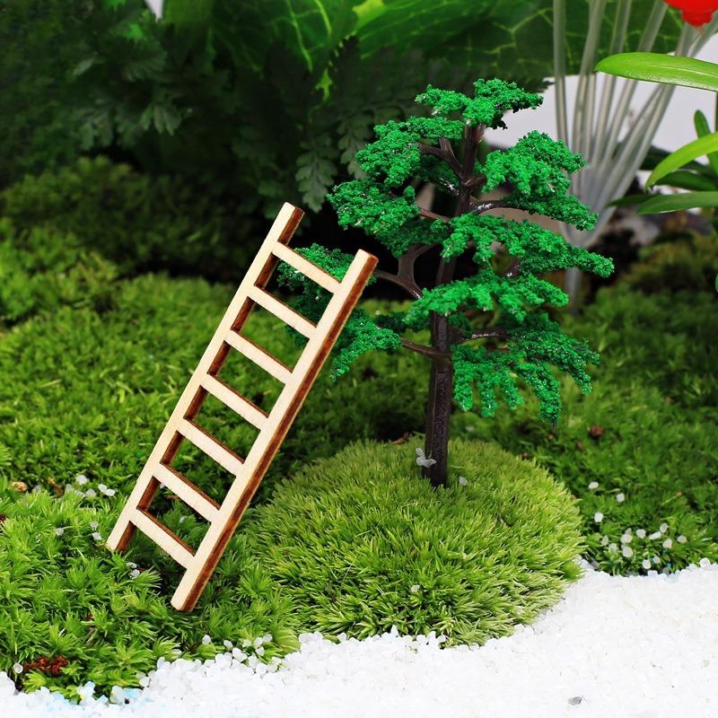 50pcs DIY Mini Wooden Step Ladder Miniature Handcraft Micro Landscape Ornament Fairy Home Decoration Garden Supplies