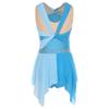 Color Block Mesh Leotard Dress for Women S-XXL: Ruched Twisted Knot Irregular Hem Sleeveless Rhinestone Design for Lyrical Dance
