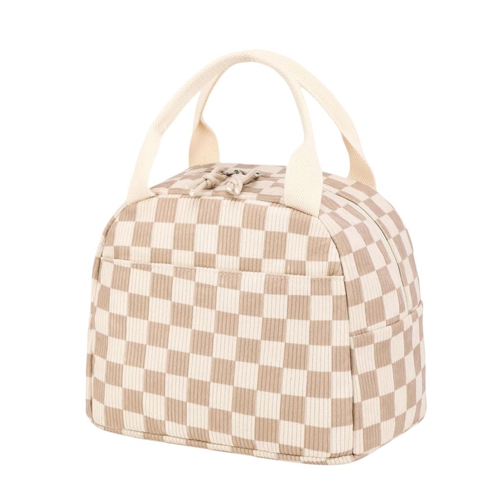 Lunchtasche für Damen und Herren: Hübsche Cord-Lunchtasche, wiederverwendbare, isolierte Lunchbox mit großem Fassungsvermögen, ideal für Arbeit, Picknick oder Reisen.
