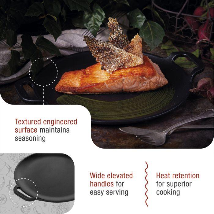 Plaque à Griller en Fonte à Induction pour Pizza, Poêle 25cm pour Barbecue, Four Victoria 31800 Noir