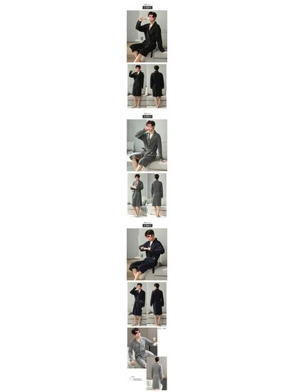 Men's Arctic Velvet Long-Sleeved Cotton Bathrobe - Spring & Autumn Style, Mid-Length, Plus Size, Youth Homewear