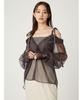 FRAY Shoulder Ribbon Knit Layered Shirt FWNT252134 GRY I.D. Women's