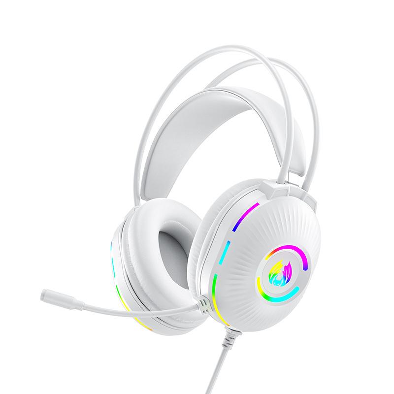 Gaming-Headsets mit Mikrofon, Geräuschunterdrückende kabelgebundene Kopfhörer mit farbigem LED-Licht 7.1 Surround Sound Over-Ear