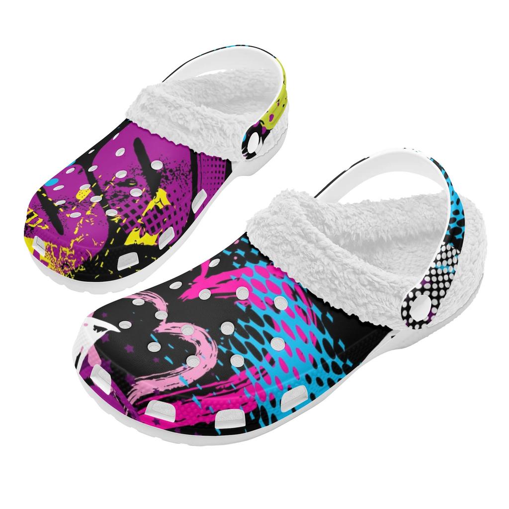 1 Paar Unisex Witte Warme EVA Klompen Pluche Gevoerd Instapschoenen Lichtgewicht Antislipzool Comfortabel Voor Winter Binnen Buiten Dragen