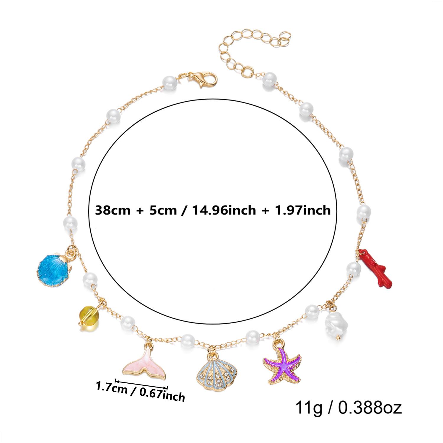 

New ins-style imitation shell and starfish heart necklace for women, simple and versatile imitation pearl oil-drip pendant 2