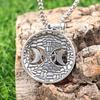 Nordic Tree of Life Star Moon Pattern Titanium Steel Pendant Pentagram Retro Necklace Personality Trend Pendant