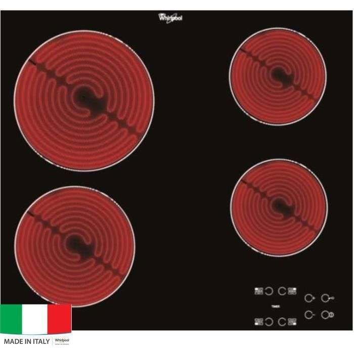WHIRLPOOL AKT8090NE Glass Ceramic Hob - 4 Zones - 6200W - L58 X D51cm - Black