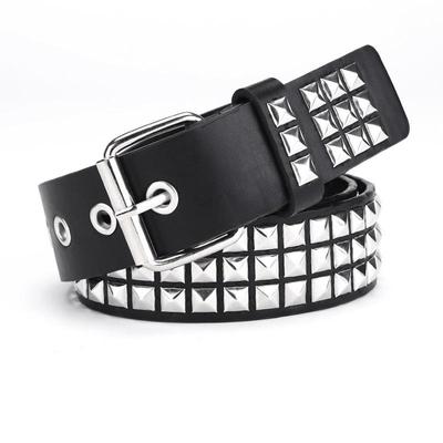 Unisex Punk Pyramid Stud Square Belt