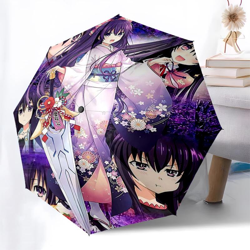 1pc Anime Characters Automatic Folding Umbrella - Floral Design - Portable 3-Fold - Festival Gift for Fans - Travel & Daily Use - Iron Frame Outdoor U