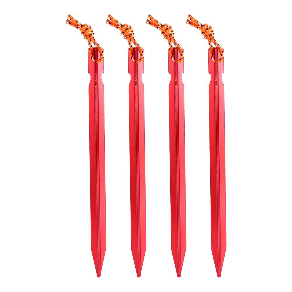 4PCS/Pack 18CM Aluminium Alloy Wind Rope Tent Stakes Peg Ground Nail(Red)