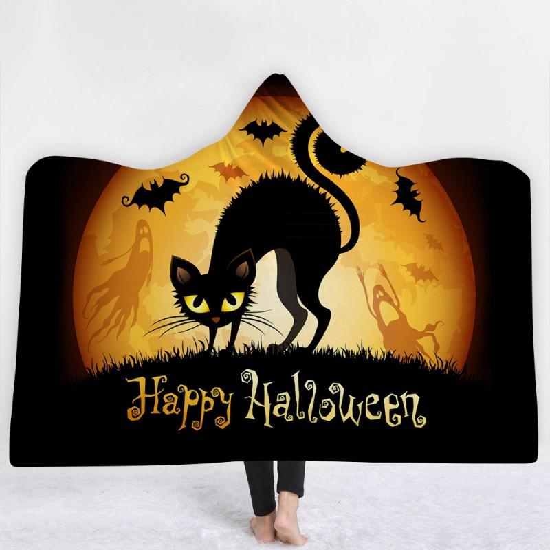 Dětská deka s kapucí Útulná pláštěnka Zimní teplá fleecová přikrývka na mazlení Školní halloweenský kostým