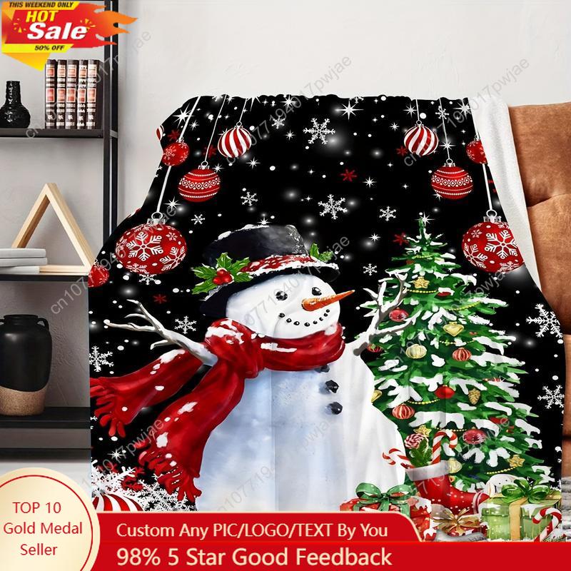 Christmas Snowman Print Throw Blanket - Soft Warm Flannel for Couch Bed OfficeTravel - Perfect Gift for Al Custom blankets