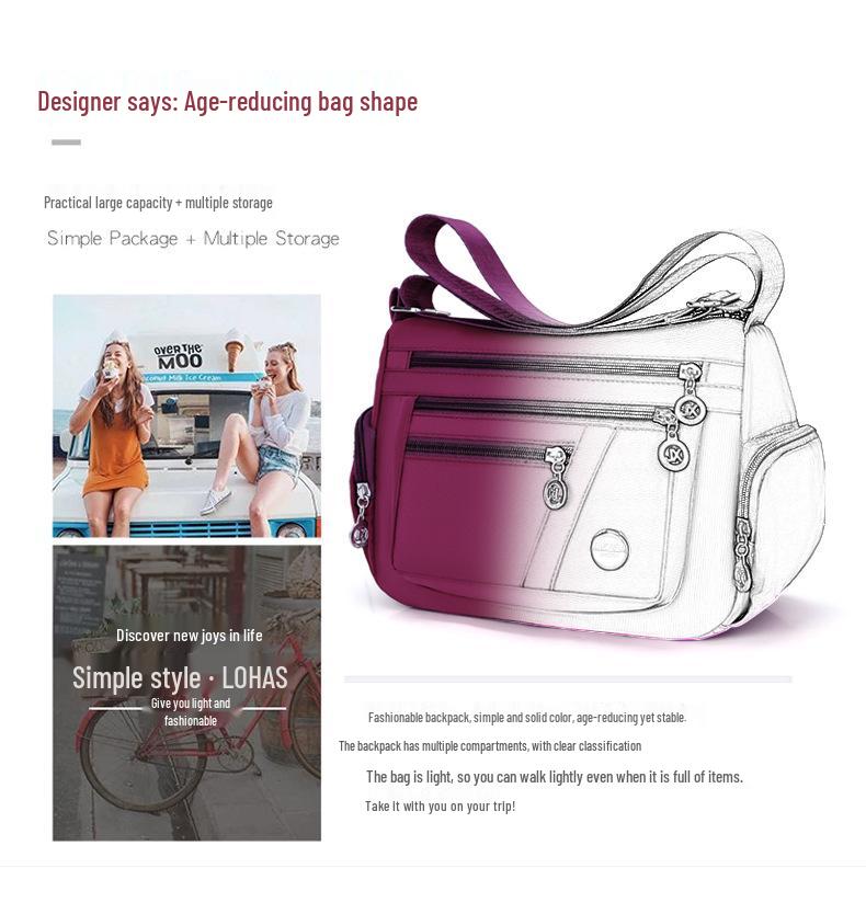 Korean Style Nylon Multi-Compartment Women's Casual Crossbody Bag with Large Capacity