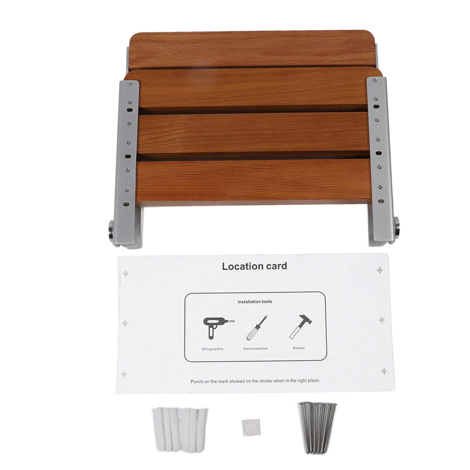 

Складное сиденье для душа из алюминиевого сплава, настенное кресло-скамейка для душа из цельного дерева для небольшого пространства чёрный