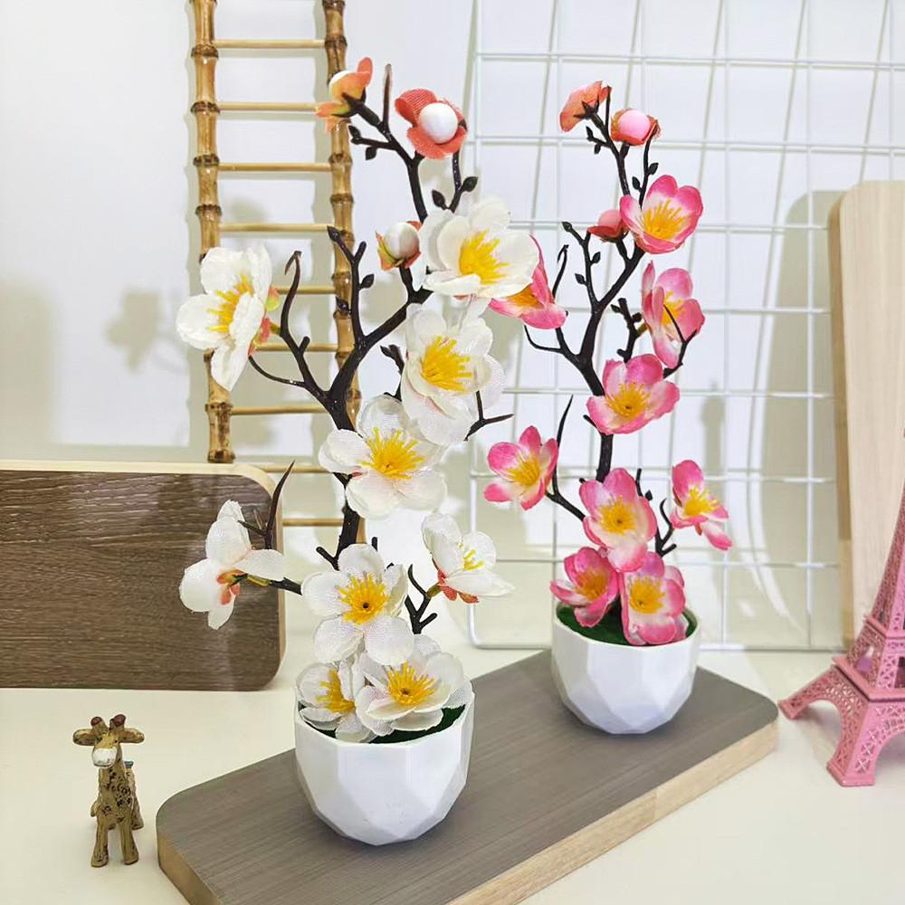 Plum Blossom Faux Plant With Plastic Stem For Wedding Decorations And Photography Props