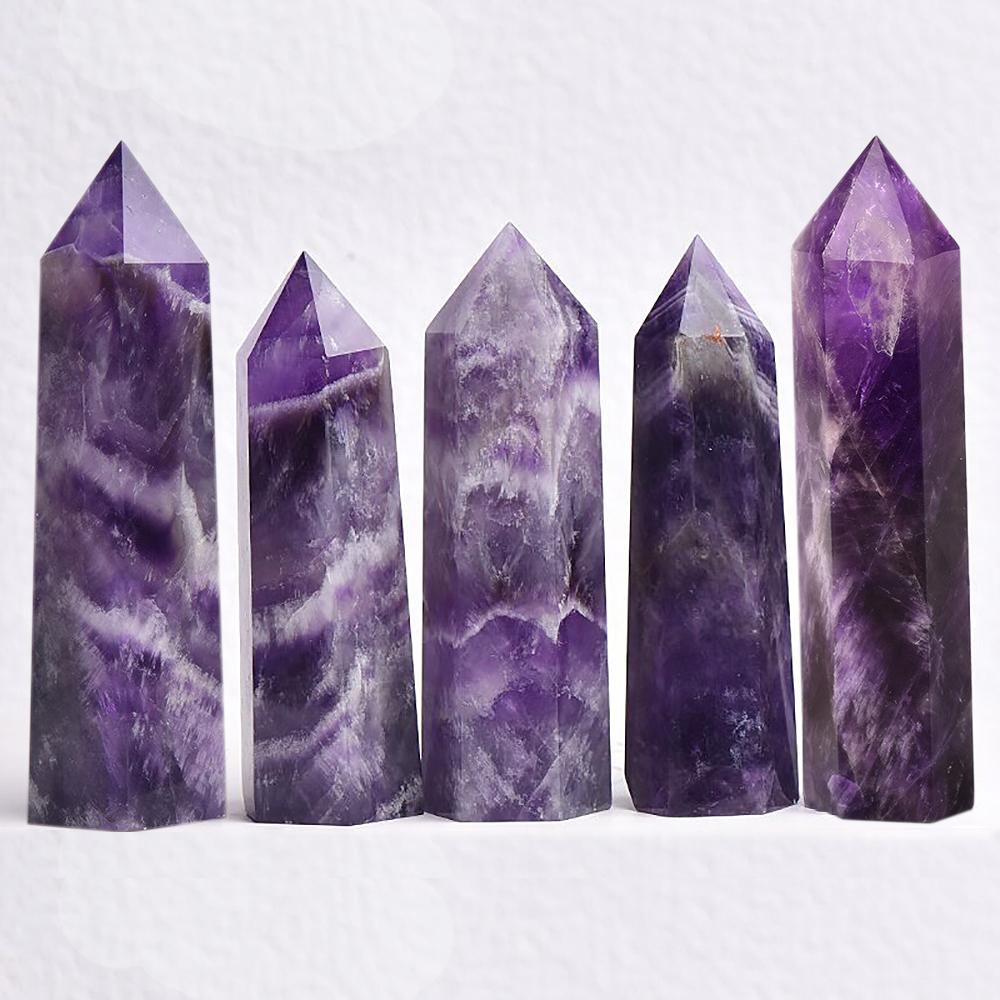 Natural Stone And Crystals Point Wand Witchcraft Rose Quartz Amethyst Home Decoration Mineral Stones Crafts Room Aquarium Decor