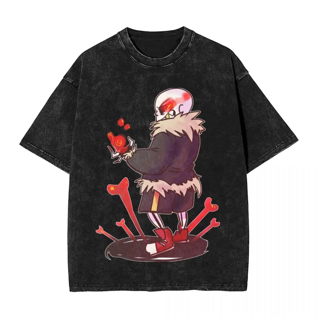 T-shirt Cartoon Lavate Undertale Cane Tasca Grafica T-shirt Cotone Ampia Streetwear Manica Corta Abbigliamento Uomo Donna