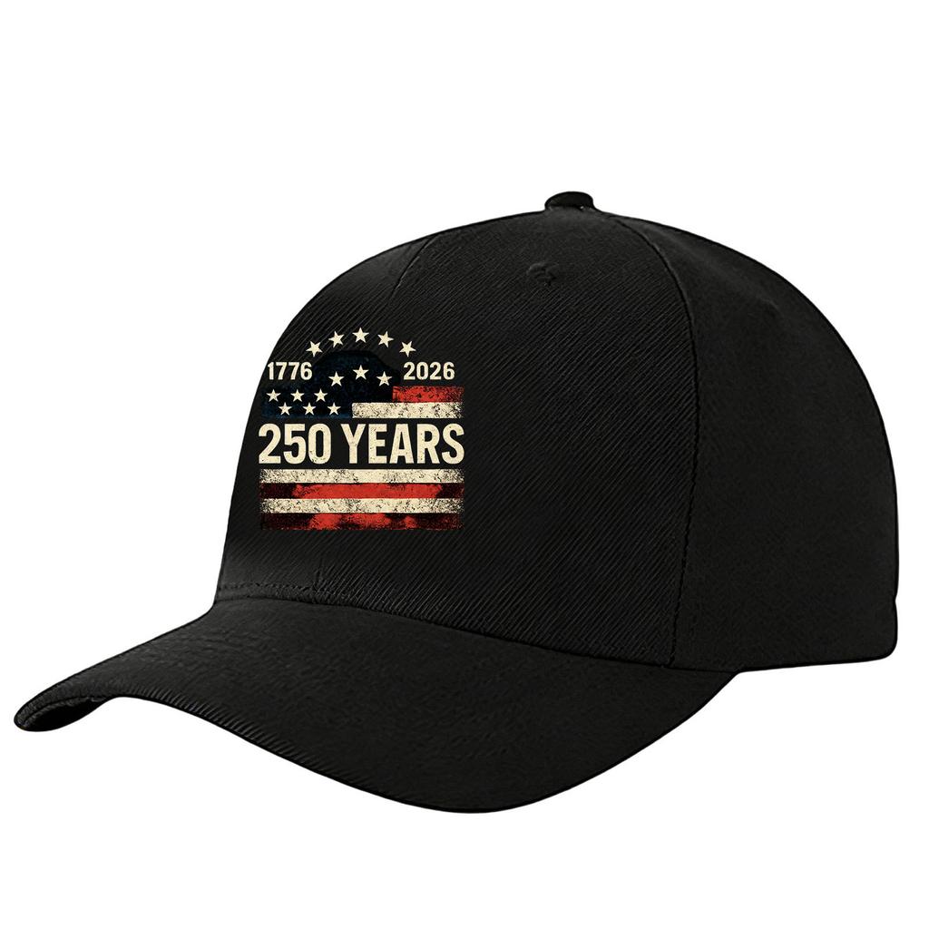 Adjustable Baseball Cap with 250 Years Print Casual Unisex Hat Structured Brim Embroidered Graphic Comfortable Fit for Daily Wear