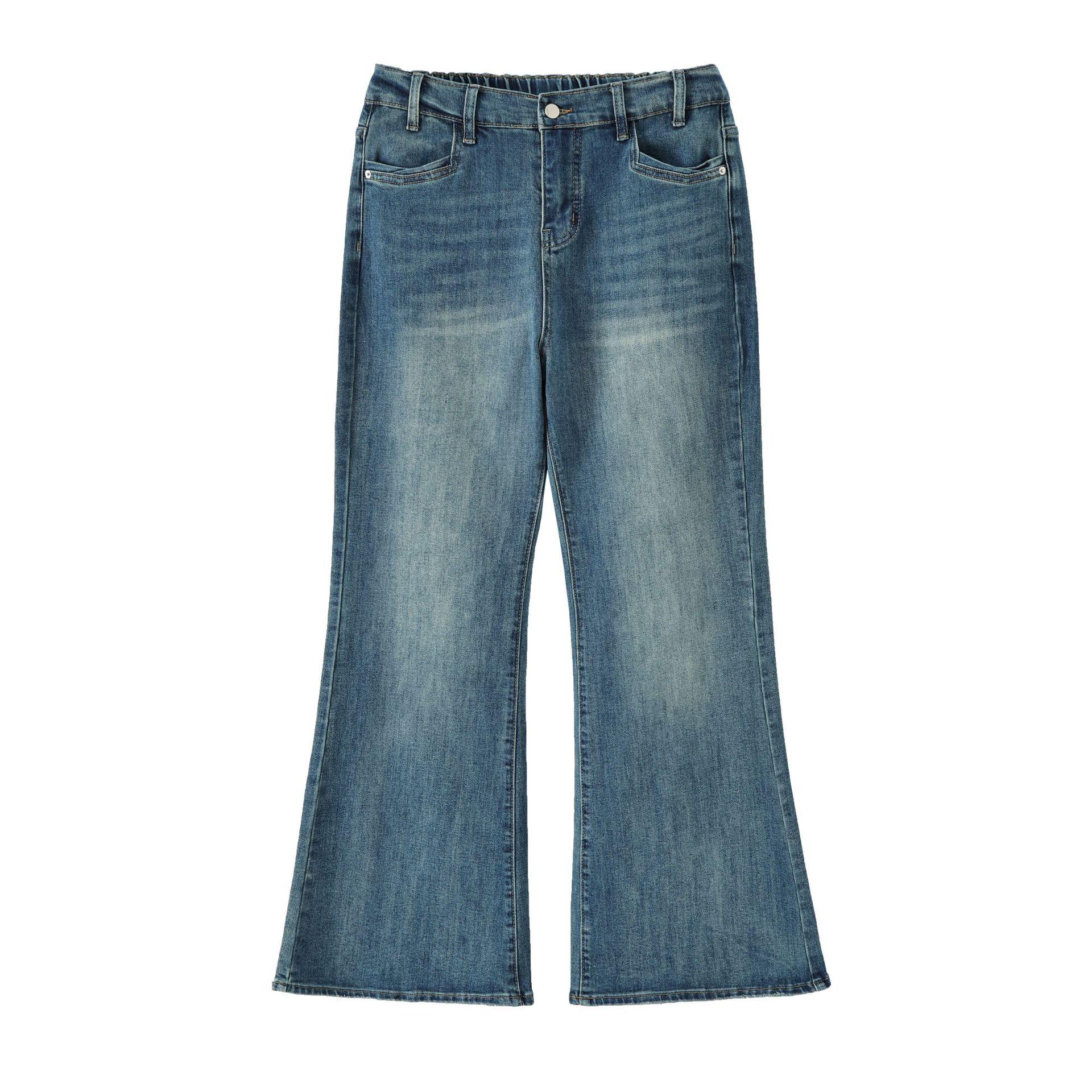 

Zhi Xuan Plus Size Retro Blue High Waist Slimming Flare Jeans for Women - Spring 2026 2XL (76-85 kg) синий