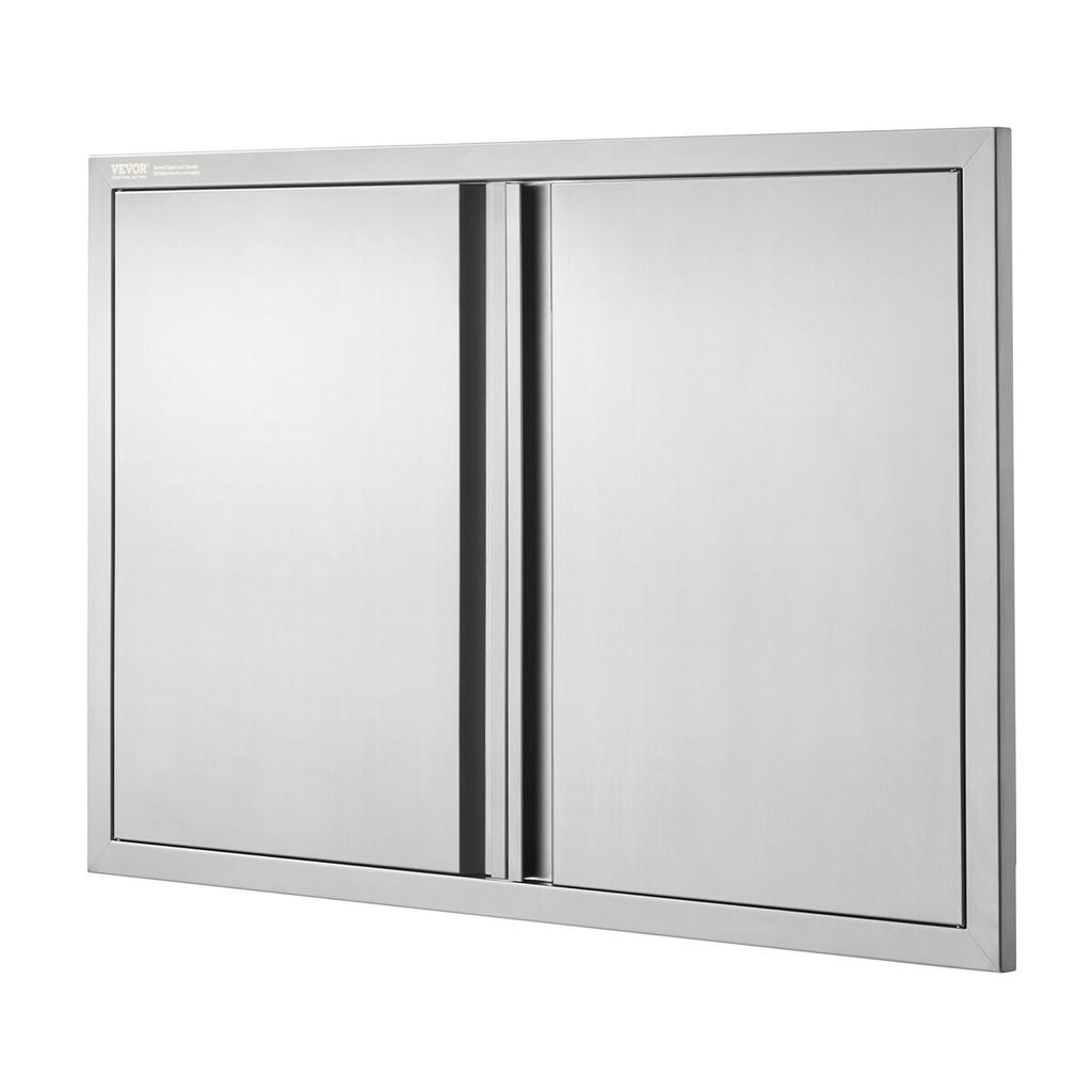 BBQ Access Door, 914x610 Mm Double Outdoor Kitchen Door, Stainless Steel Flush Mount Door, Wall Vertical Door with Recessed Handles , for BBQ Island,