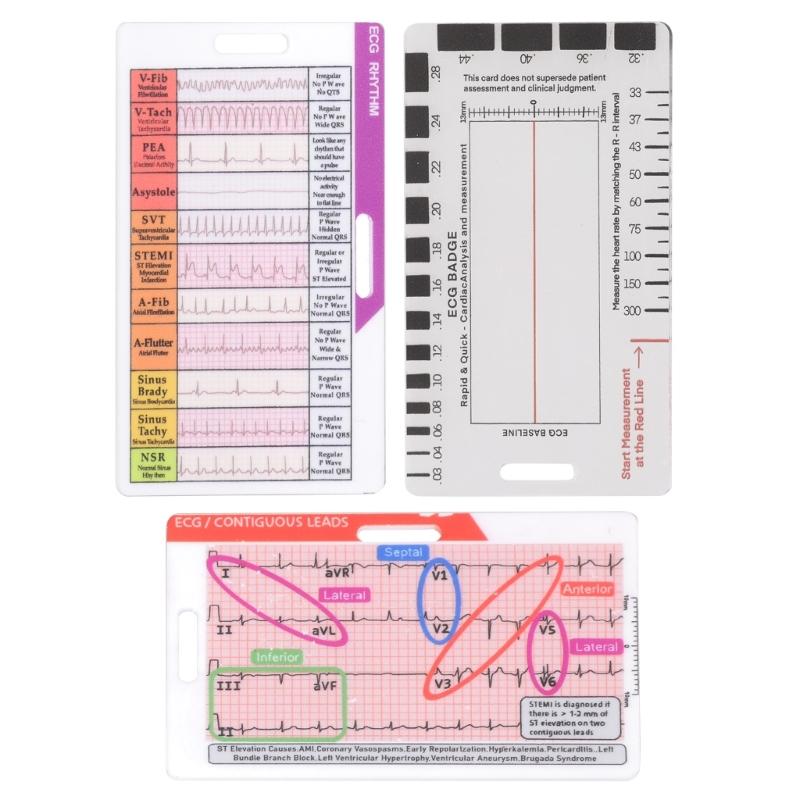 3Pcs Portable EKG 7 Step Ruler Card EKG Interpretation Tool For EKG Interpretation Heart Health Assessment 1