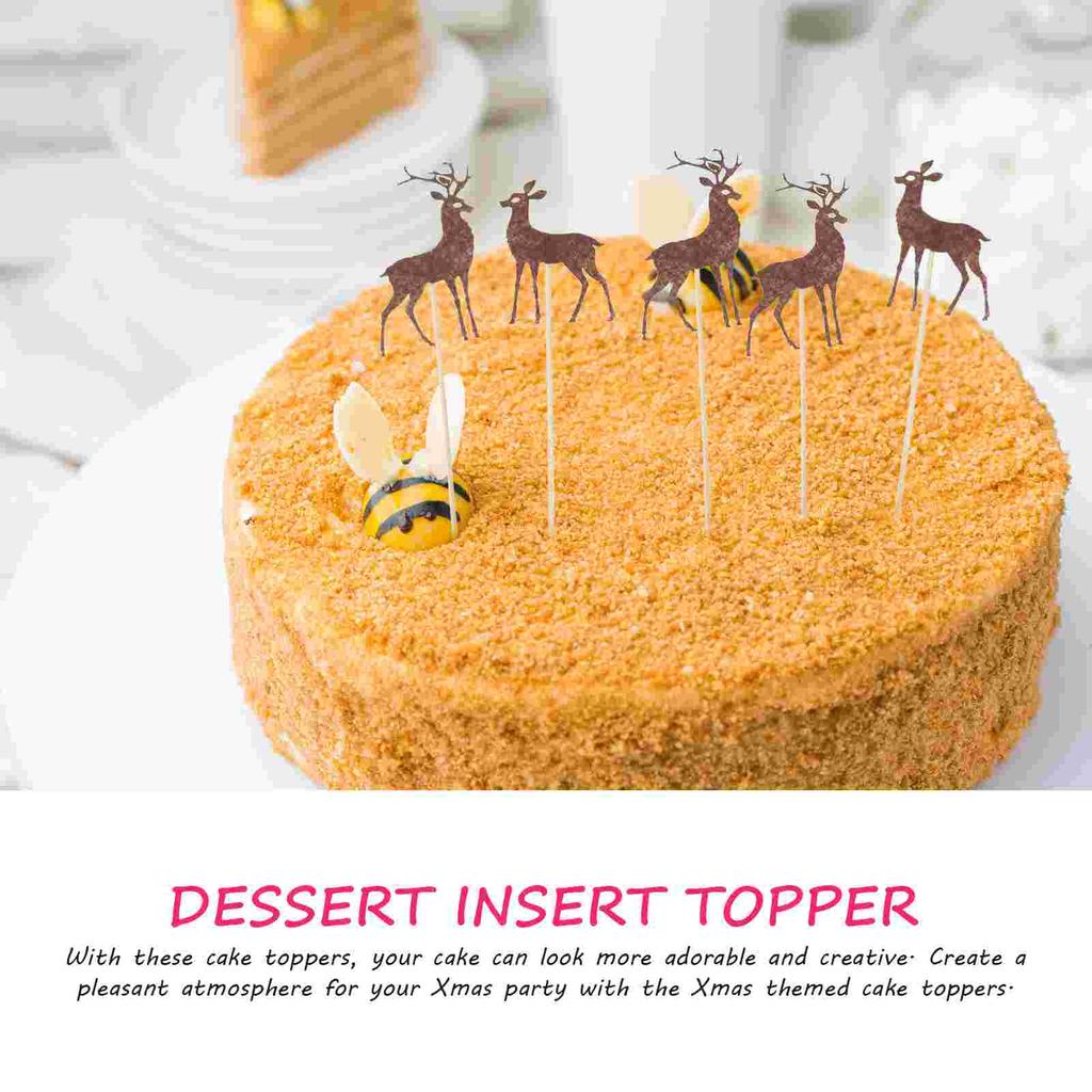 20 Pcs Cake Insert Ornaments Dessert Card Cupcake Picks Paper Xmas Party Decorations Felt Toppers for Christmas
