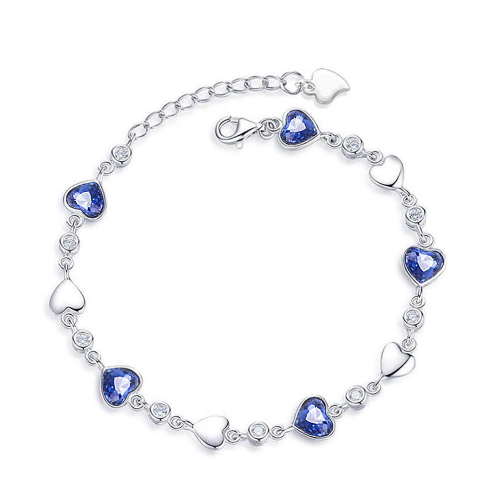 Heart of the Ocean: Mori-kei Blue Crystal Heart Bracelet for Women