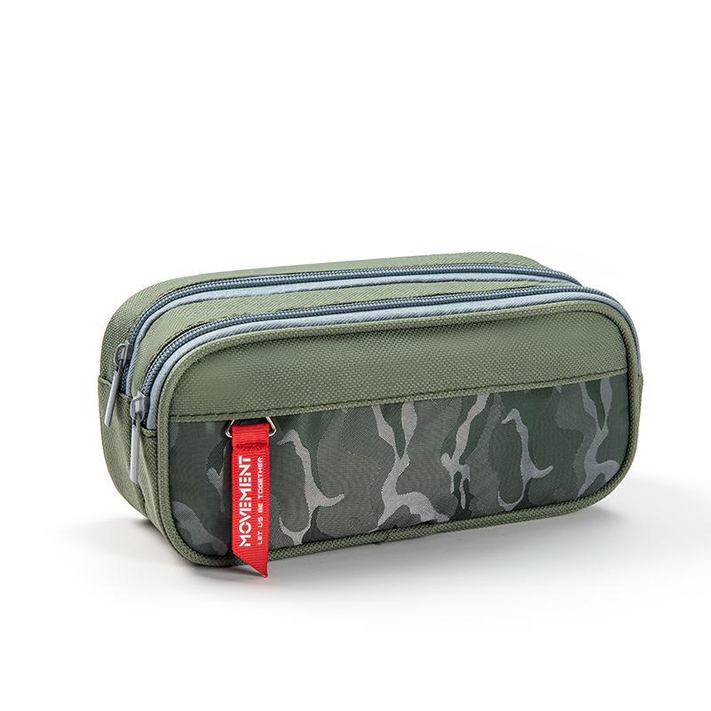 Macaron Colorblock Large Capacity Art Student Pencil Case - Double Layer Oxford Cloth Paintbrush Storage Bag