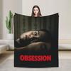 Obsession Bloody Girl Black and White Blanket Warm Plush Throw Blanket For Boy Girl Living Room Flannel Bedspread Bed Cover