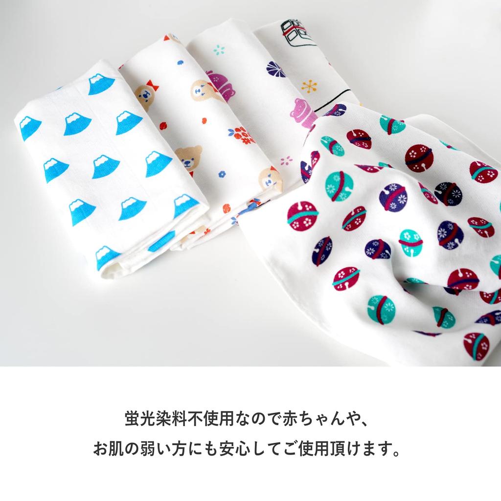 Oruta Soft, Made in Japan Gauze Face Towels, Senshu Towels, Custom Design, Set of 6, Thin, Quick-Drying, 100% Cotton (Face Towels)