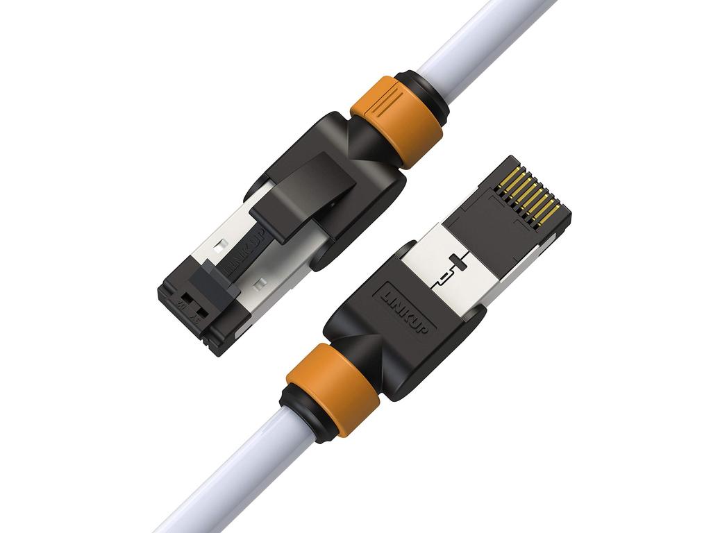 LINKUP Cat7 LAN Cable of 10 Gigabit RJ45 Connectors with Double Shielded Ethernet for and Internet Category 7 Network Cable Cable 40G 26AWG White