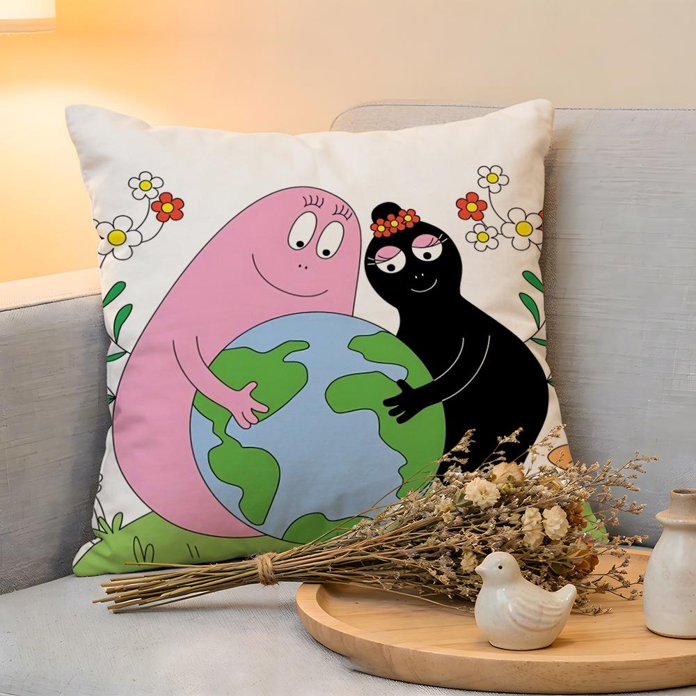 Cushion Cover  Linen  SkinFriendly Soft Decorative Case For Sofa Home Decor Cartoon Cute BBarbapapas Pillow Cover