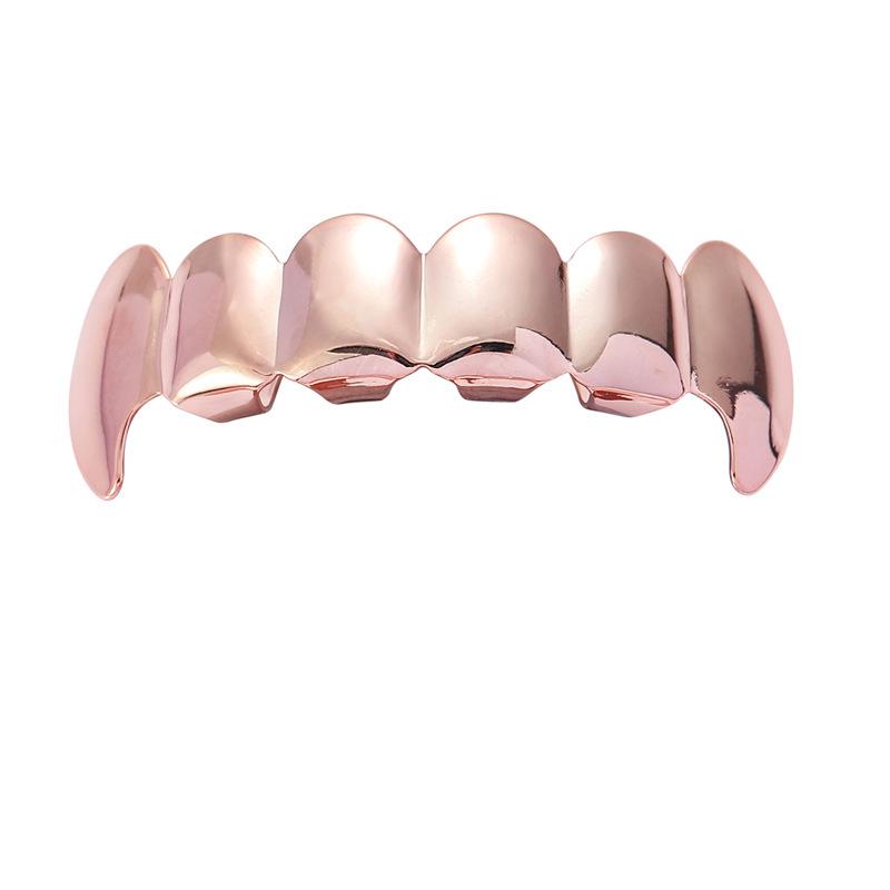 Gold Plated Shiny Canine Hip Hop Grillz Set - 6 Teeth Cool Jewelry