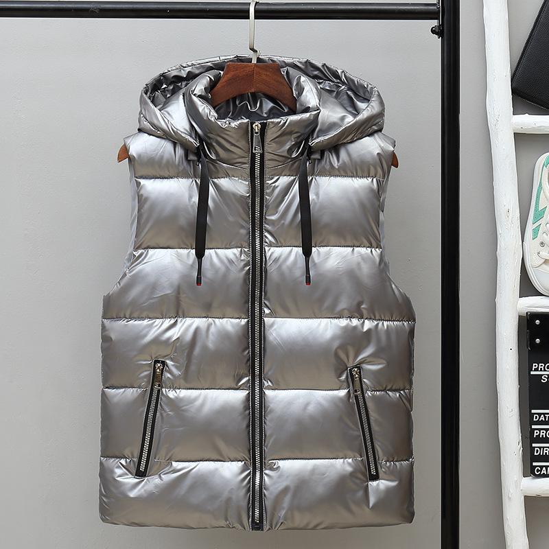 Men's Vest Autumn and Winter Glossy Jacket Thickened Cotton Vest Thermal Vest Korean Version Trendy Outer Wear Couple Vest