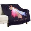 Jesus I Trust You Divine Mercy Image (transparent Background Design) Throw Blanket Long Lasting Soft Plush Blanket for Daily Use