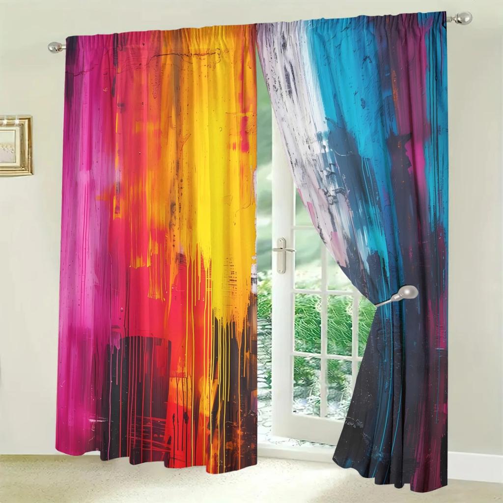 Graffiti Art Printed Curtain for Home Decor - Rod Pocket Window Treatment for Bedroom, Kitchen, Living Roo