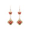 925 Silver Enamel Painted Butterfly & Flower Earrings - Retro Chinese Qipao Style for Women