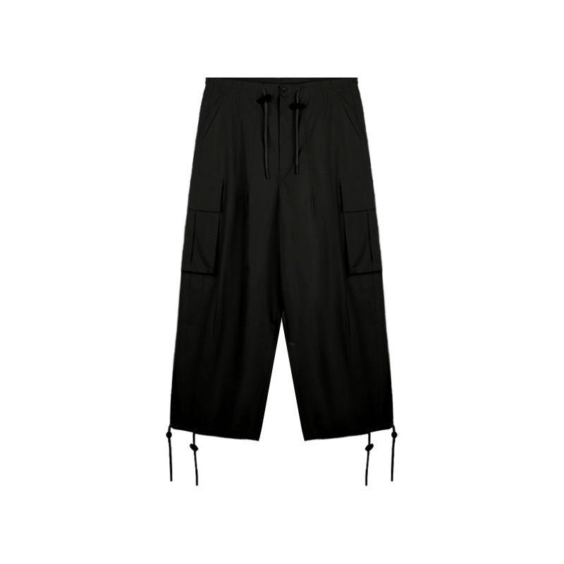 

Green High Waist Casual Spring Thin Pants Drawstring Black L