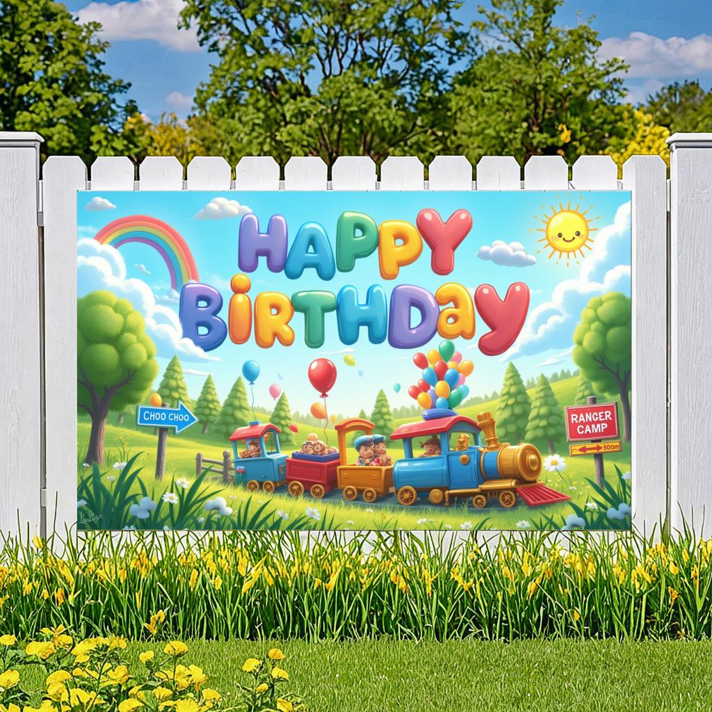 Outdoor Party Decoration Outdoor Scenery Event Backdrop Colorful Banner Sunshine Graphics Children's Birthday Decor For Kids