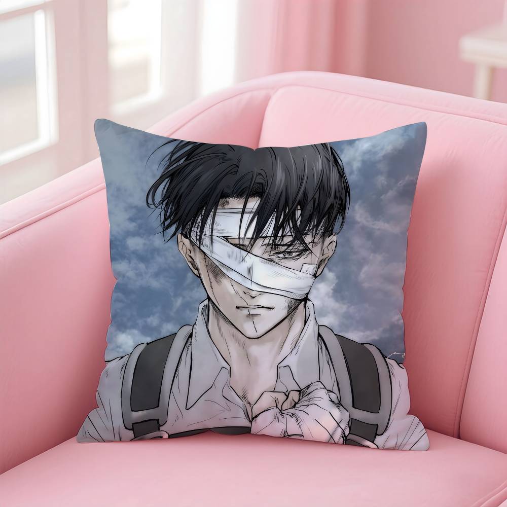 1pc Levi Ackerman Attack On Titan Pillow Case Anti-dustmite Pillowcase Invisible zipper silky short plush Sofa cushion cover