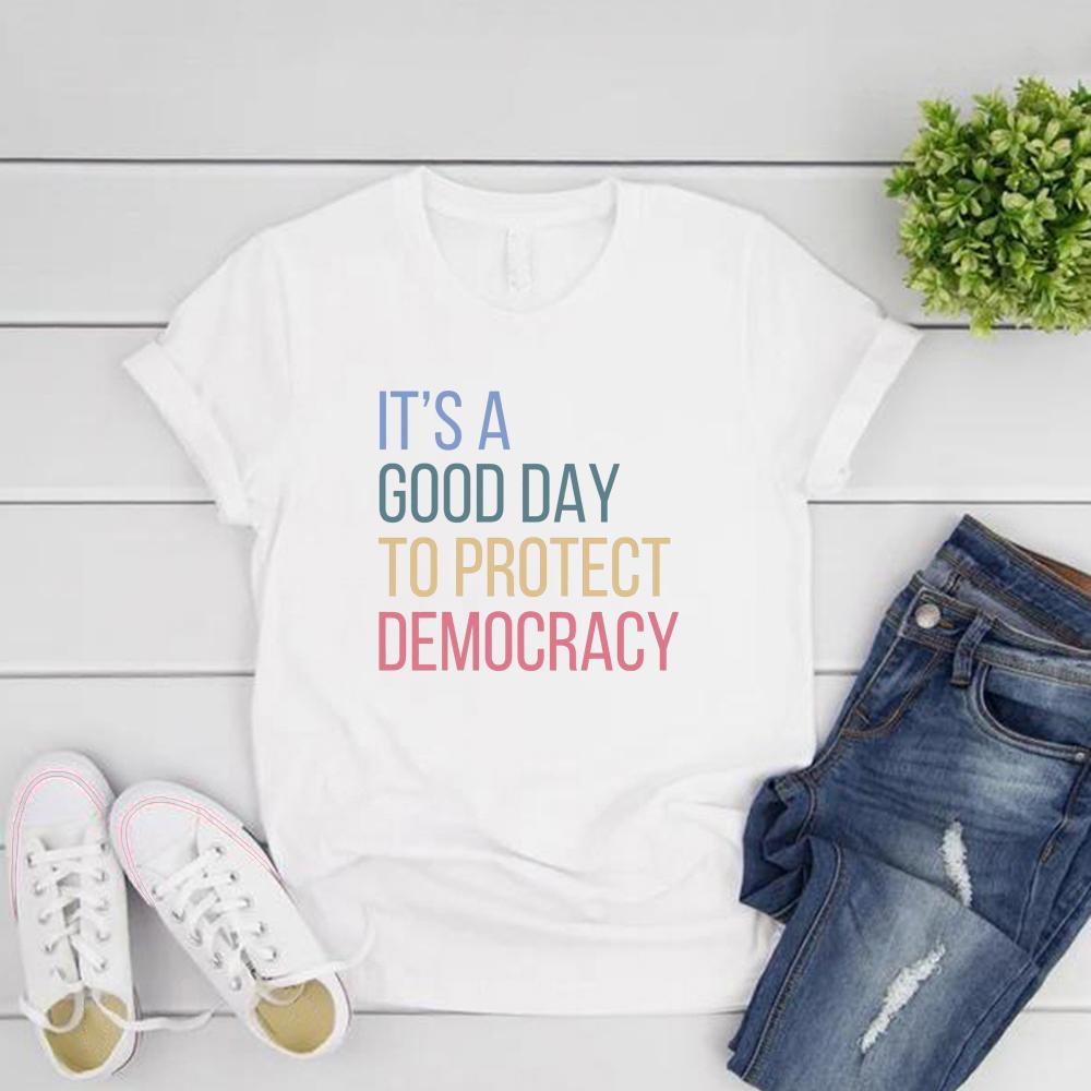 Protect Democracy Shirt Tee Womens Rights T-shirt Political Shirts Casual Short Sleeve Women Tshirts Streetwear Female T-Shirt