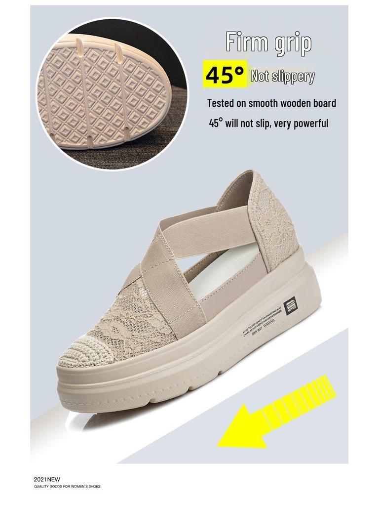 2024 Léto Skrytý podpatek Klínek Platforma Dámské Ležérní Nízké Top Prolamované Sandály