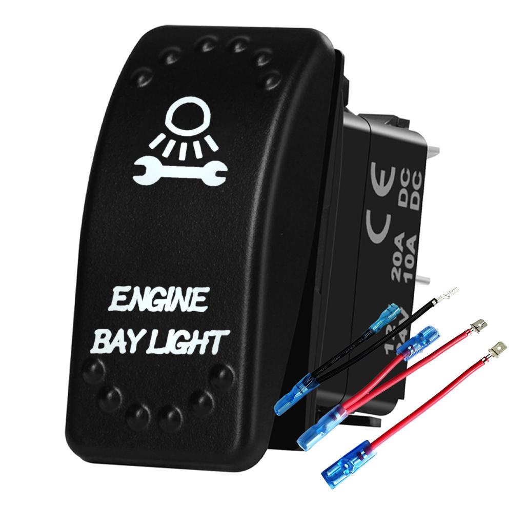 Waterproof White LED Rocker Switch for Light Bar Spot Lights 5P/7P ON-OFF-ON 12V/24V Heavy Duty for Car Boat Truck SUV 4x4 Hilux
