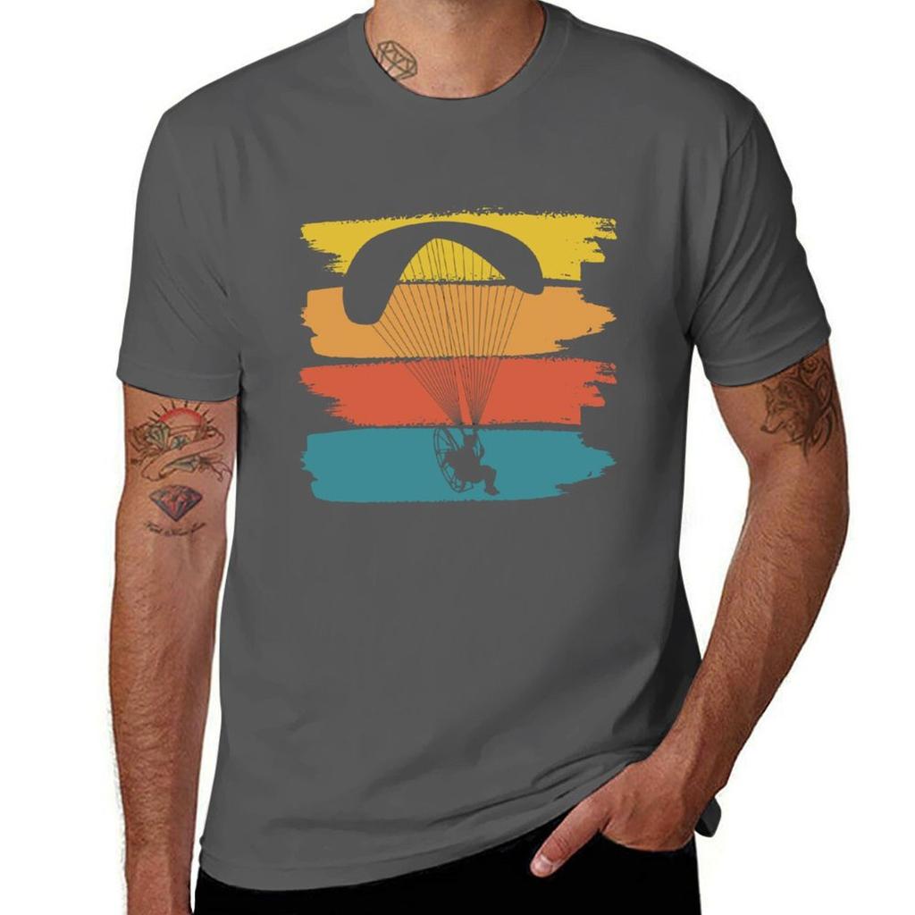 Vintage Paramotor Retro Paramotoring Ppg Parachuting Pilot Tshirt T Shirt Unisex Plain Tshirt