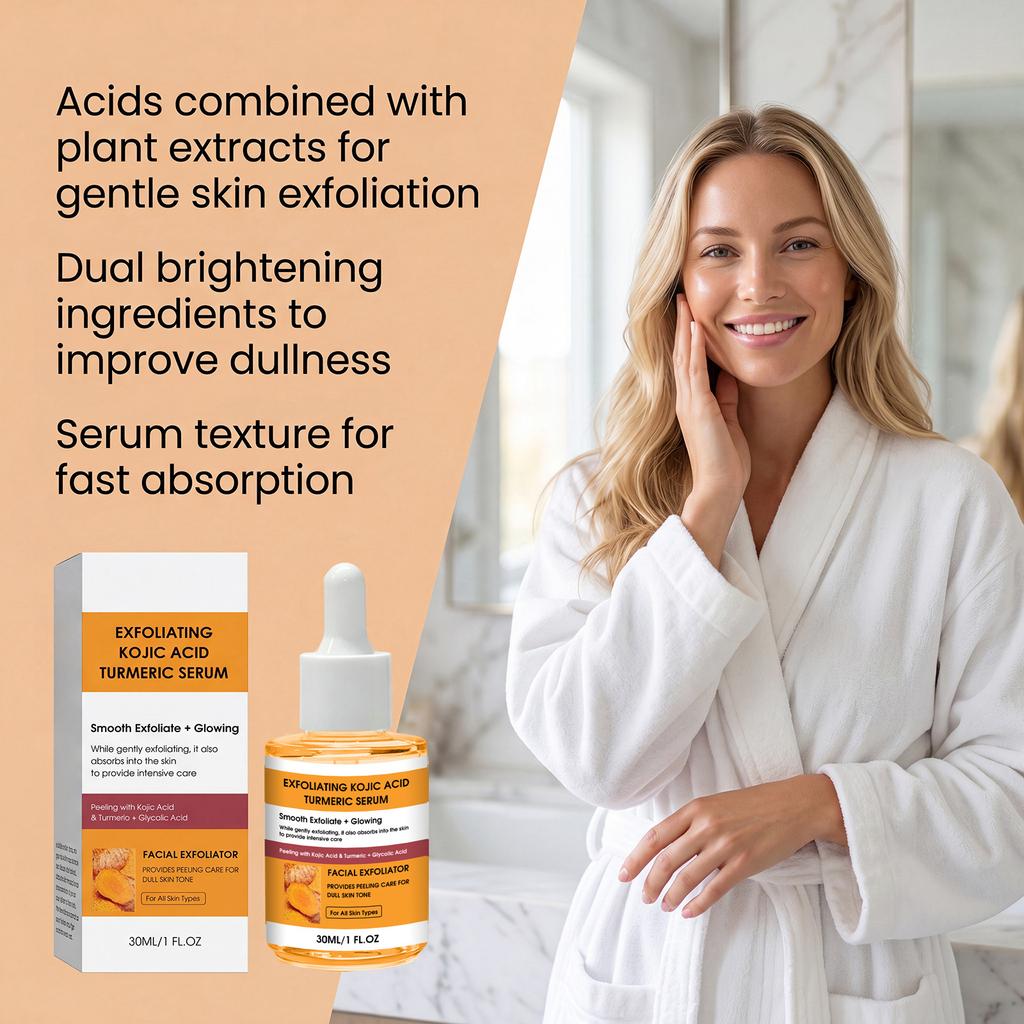 Siero Esfoliante Acido Cogico Curcuma Formula Delicata Idratante Viso Non Grasso Illuminante Levigante 30ml