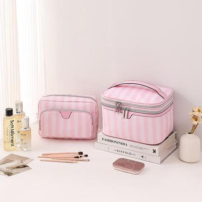 Chic Double-Layer Travel Makeup Bag: Cute, Spacious, Portable Cosmetics Organizer
