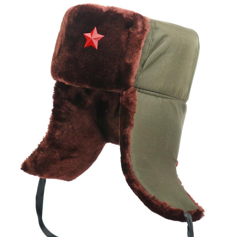 Winter Warme Fleece gefütterte Militärstil Klappenmütze Herren Damen Outdoor Radfahren Kälteschutz