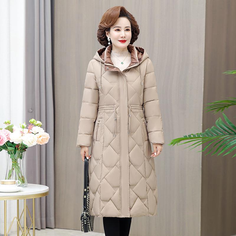 2026 Winter Down Coat Women's Mid Length Slim Fit Large Cotton Coat Loose Coat