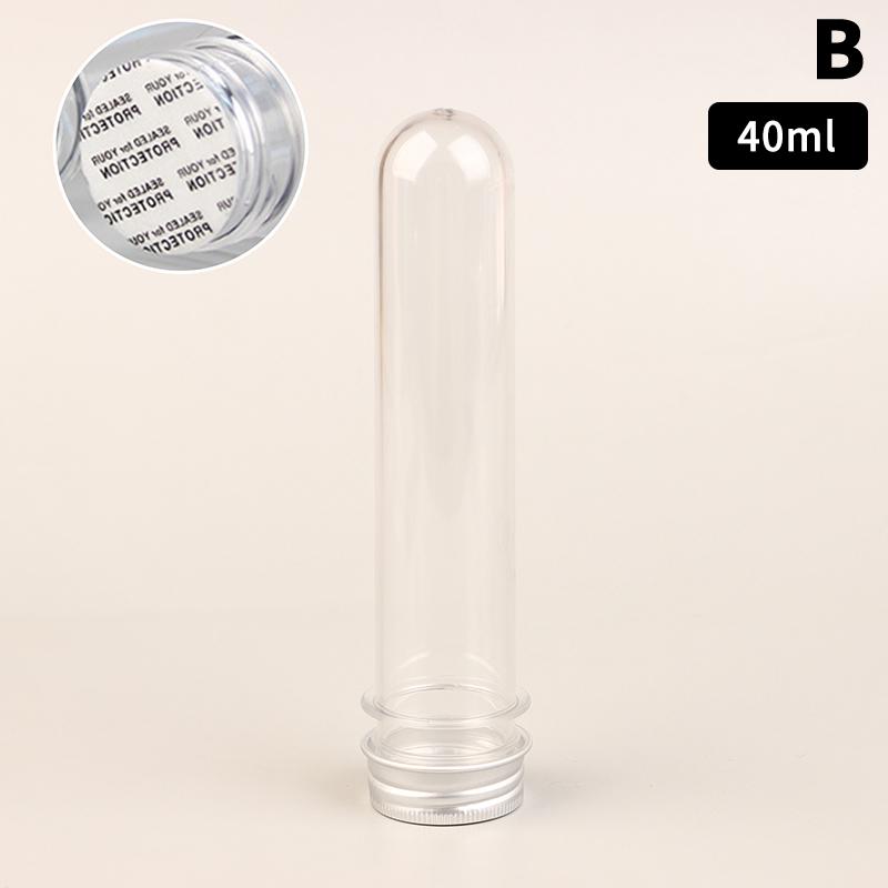 30/40/100Ml Pet Test Tube Bottle Transparent Cylindrical Plastic Refillable Bottle For Mask Candy Data Line Masking Paper