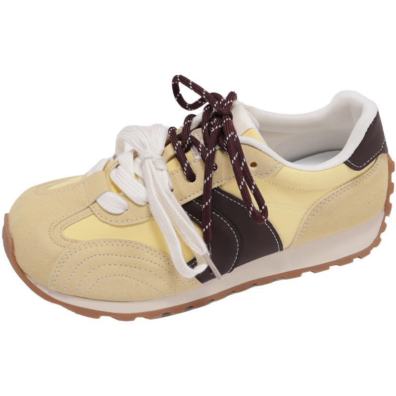 [Fanjiamei] Thick-soled Color Matching German Training Shoes Women's 2025 Summer Fashion Casual Shoes Versatile Waffle Forrest Gump Shoes